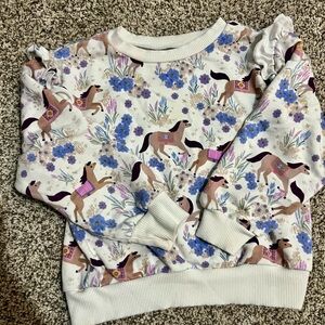Little Sleepies Horse and Floral Kids Sweater - Purple and Brown